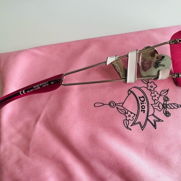LIKE NEW 🍒 DIOR RARE HEART CORE RIMLESS CRYSTAL PINK SUNGLASSES - Picture 10 of 12